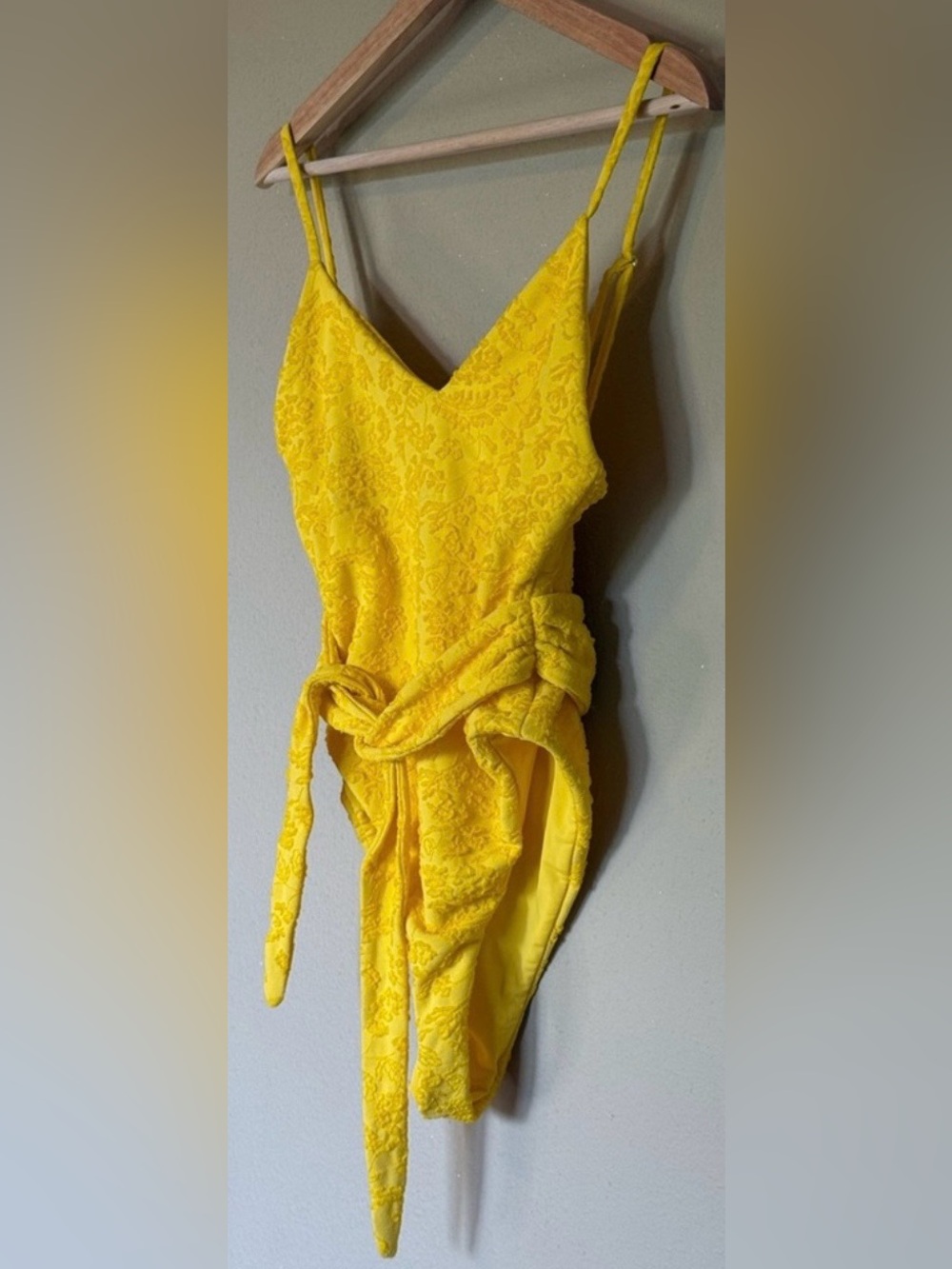 Mara Hoffman Yellow Floral Jacquard One Piece Swimsuit Size Small - Picture 3 of 8
